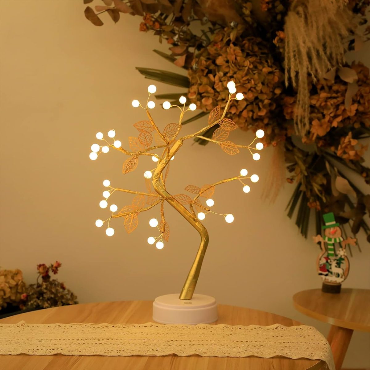 36 Light Gold Leaf Pearl Tree Lamp - Image 1
