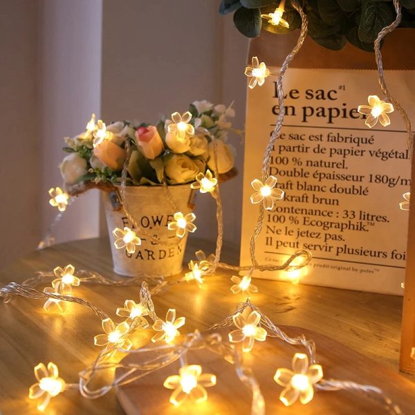 Cherry Blossom Flower LED String Fairy Lights – Battery Powered