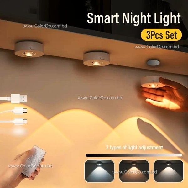 3Pcs Rechargeable Closet Sensor Light