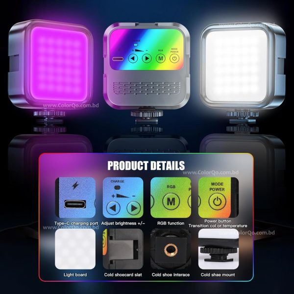 Rechargeable RGB LED Video Light