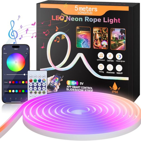 ✨ 5m RGB Neon LED Strip Light (16.4FT) ✨