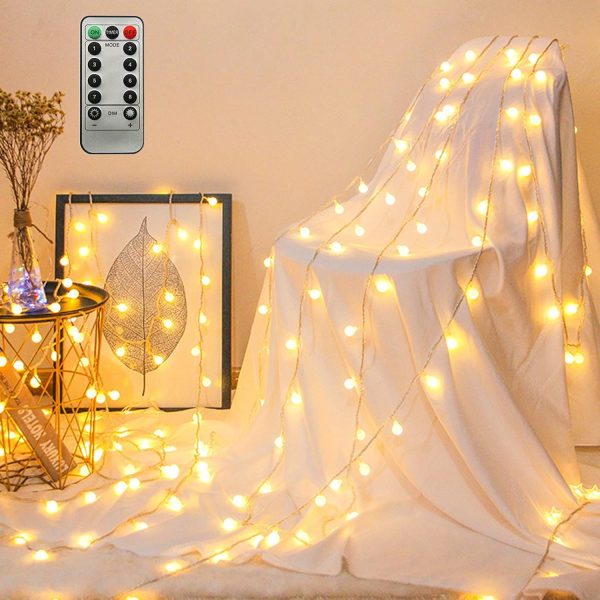 ⚪✨ LED Ball String Lights – Warm White Fairy Lights ✨⚪