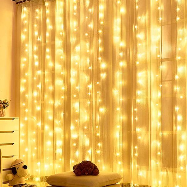 ✨ HOME LIGHTING Window Curtain String Lights – 300 LED Fairy Lights (Warm White) ✨