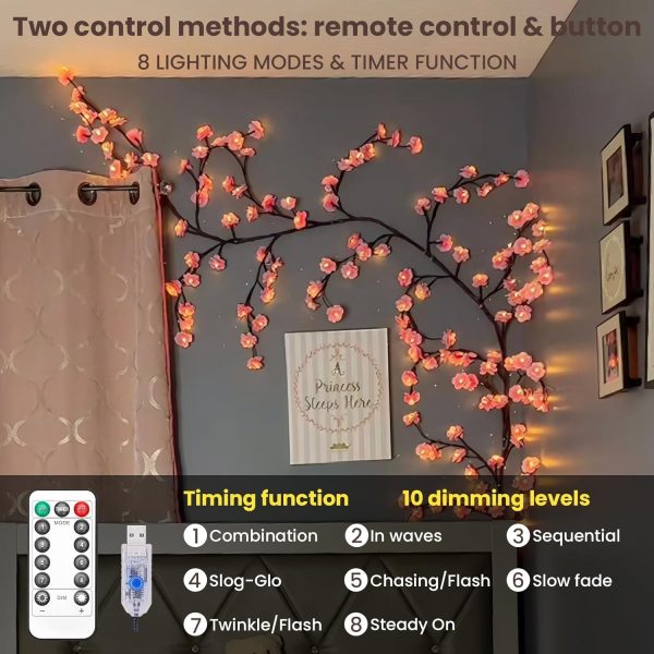 🌸 Cherry LED Tree Branch Lights – Cherry Blossom Vine Garland 🌸